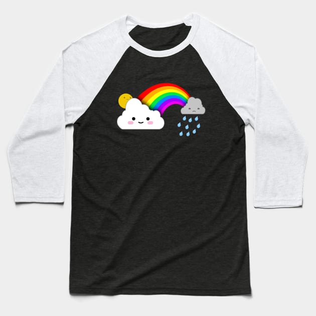 Super Cute Clouds and Rainbow Baseball T-Shirt by robotface